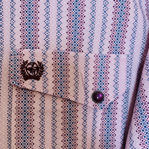 Cinch Pearl Snap Shirt XL Purple Western Cowgirl Rodeo Country Southwestern - Picture 7 of 15